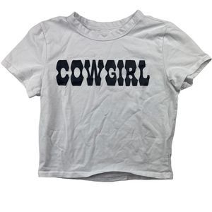 Unbranded Cowgirl Cropped Shirt Sleeve Tee SzM